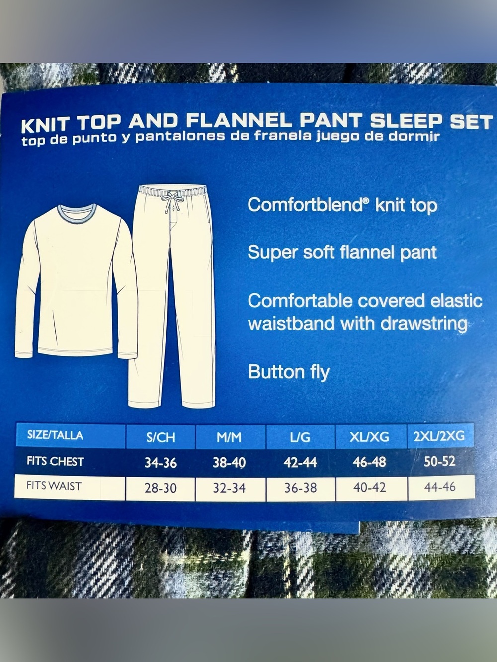 Hanes Crewneck Flannel Sleep Set Pajamas Men’s Pajama Set Plaid NWT - Picture 6 of 9